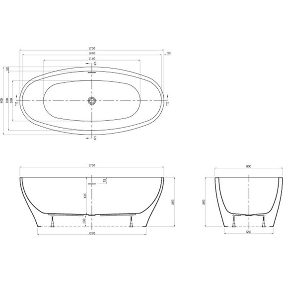 Ванна отдельностоящая Azario Cranston 170x80 см CRA17080 - фото 5