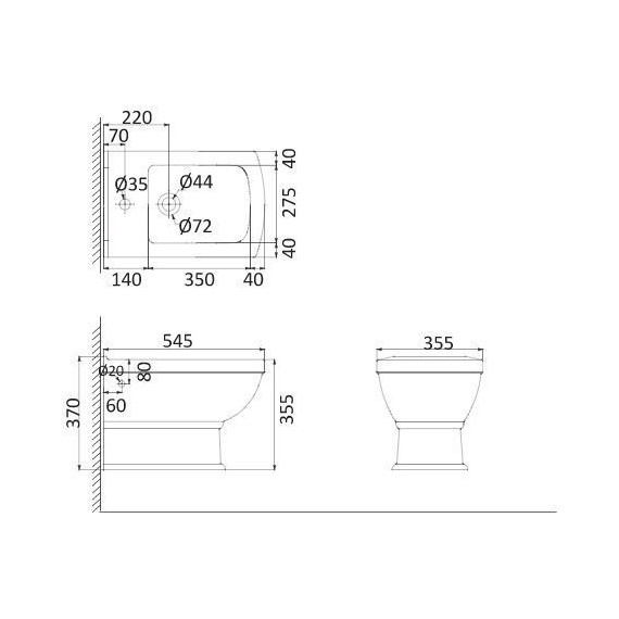 Биде напольное Creo Ceramique Orleans - фото 2