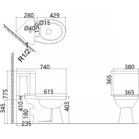 Унитаз-компакт угловой Creo Ceramique Project с крышкой микролифт - фото, картинка 13 Унитаз-компакт угловой Creo Ceramique Project с крышкой микролифт - фото 13