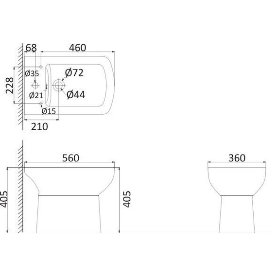 Биде напольное Creo Ceramique Tours - фото 2