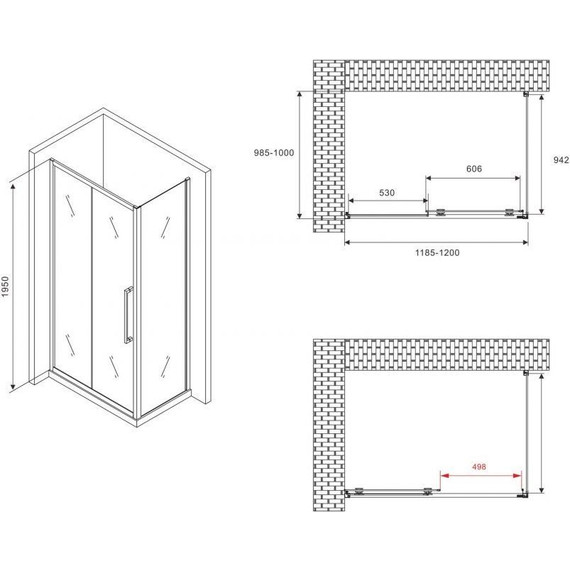 Душевое ограждение Abber Schwarzer Diamant 120x100 см AG30120BMH-S100BM, чёрный/матовое - фото 5