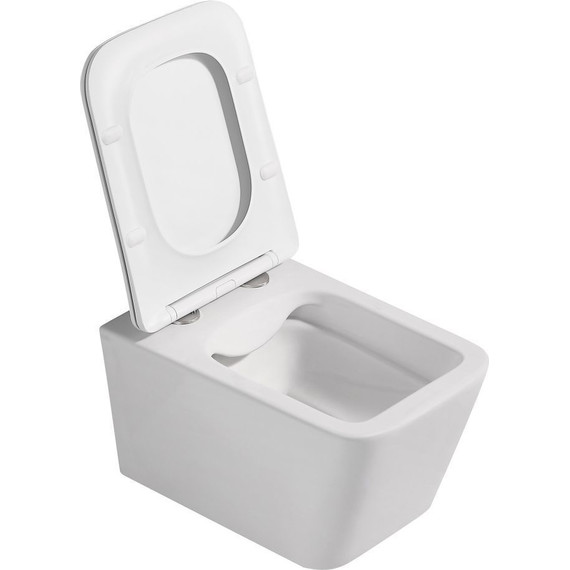 Унитаз подвесной безободковый Abber Rechteck AC1201MW с тонкой крышкой микролифт, белый матовый - фото, картинка 9 Унитаз подвесной безободковый Abber Rechteck AC1201MW с тонкой крышкой микролифт, белый матовый - фото 9