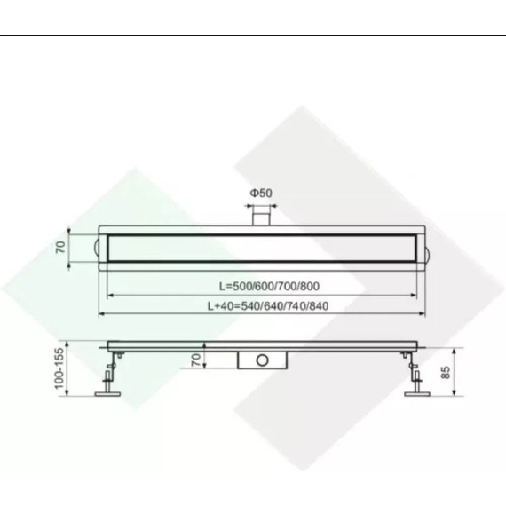 Трап TIM 80 см BAD458002, серый металлик (под плитку) - фото 15