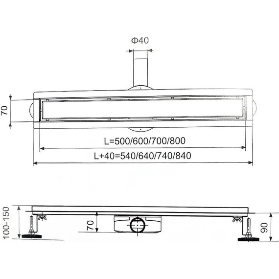 Трап Zeissler 50 см BAD555002BK, чёрный (под плитку) - фото 10