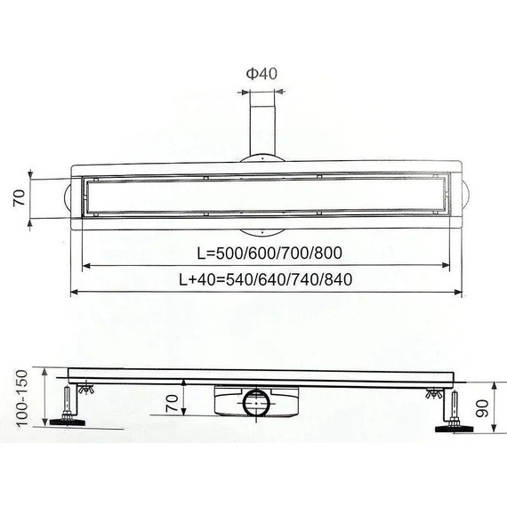 Трап Zeissler 70 см BAD557002BK, чёрный матовый (под плитку) - фото 15