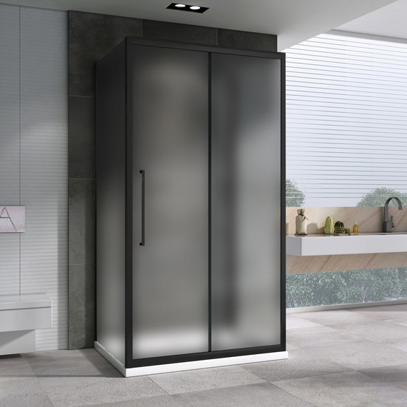 Душевое ограждение Abber Schwarzer Diamant 140x80 см AG30140BMH-S80BM-S80BM, чёрный/матовое - фото 
