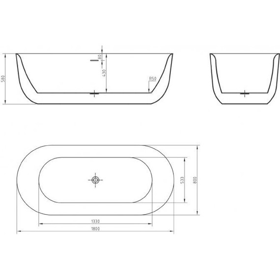 Ванна отдельностоящая BelBagno 180x80 см BB706-1800-800, Размер - мм: 1800х800 - фото 8