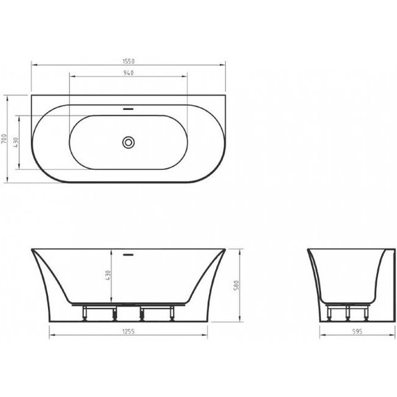 Ванна акриловая BelBagno 155x70 см BB711-1550-700 - фото 8