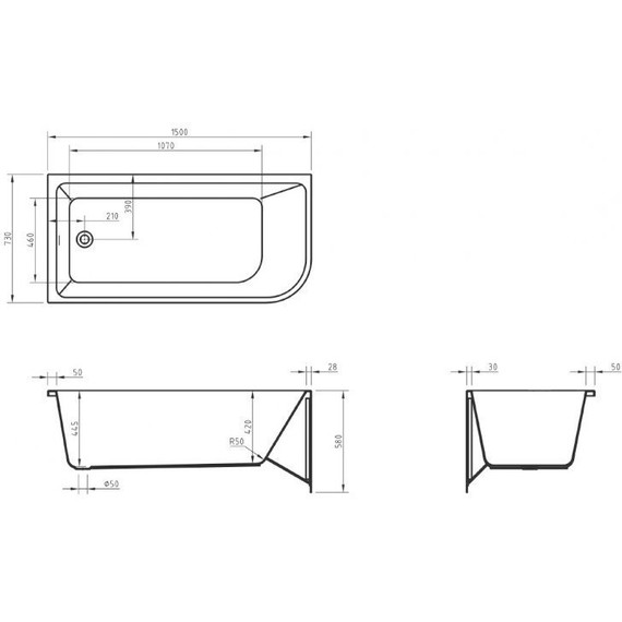 Ванна акриловая BelBagno 150x73 см BB712-1500-730-L - фото 8