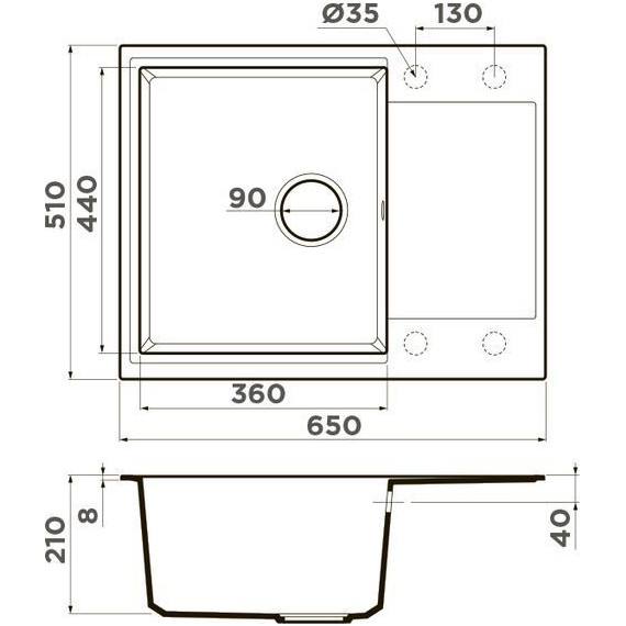 Кухонная мойка Omoikiri Daisen 65T BL 4993519, чёрный, Цвет производителя: чёрный - фото 2