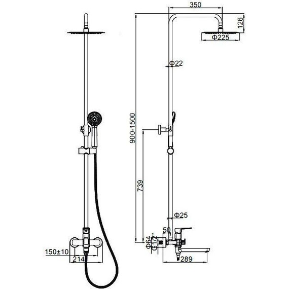 Душевая стойка Ledeme L2480Y, золото - фото 2