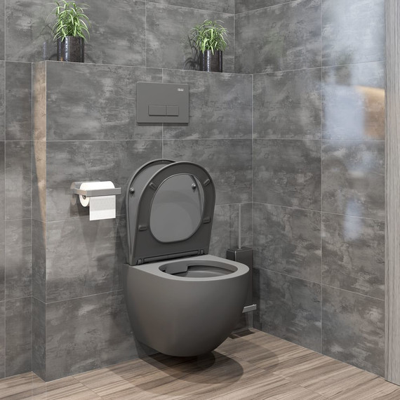 Унитаз подвесной безободковый Sole Pandora 2 grey с тонкой крышкой микролифт, Цвет производителя: серый - фото 8