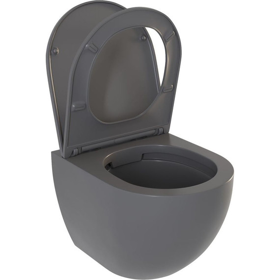 Унитаз подвесной безободковый Sole Pandora 2 grey с тонкой крышкой микролифт, Цвет производителя: серый - фото 2