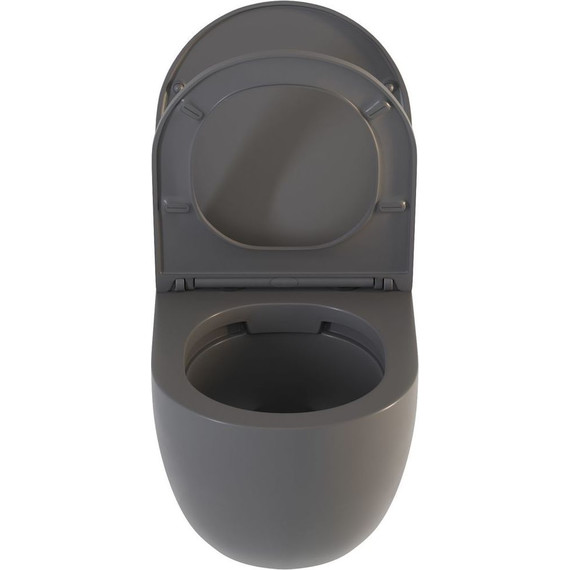 Унитаз подвесной безободковый Sole Pandora 2 grey с тонкой крышкой микролифт, Цвет производителя: серый - фото 3