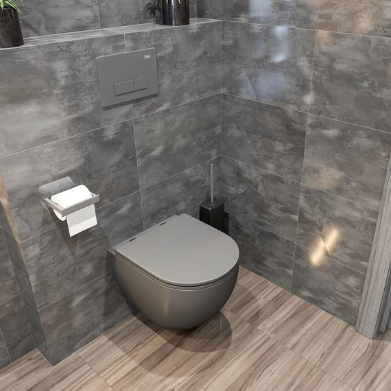 Унитаз подвесной безободковый Sole Pandora 2 grey с тонкой крышкой микролифт, Цвет производителя: серый - фото 5