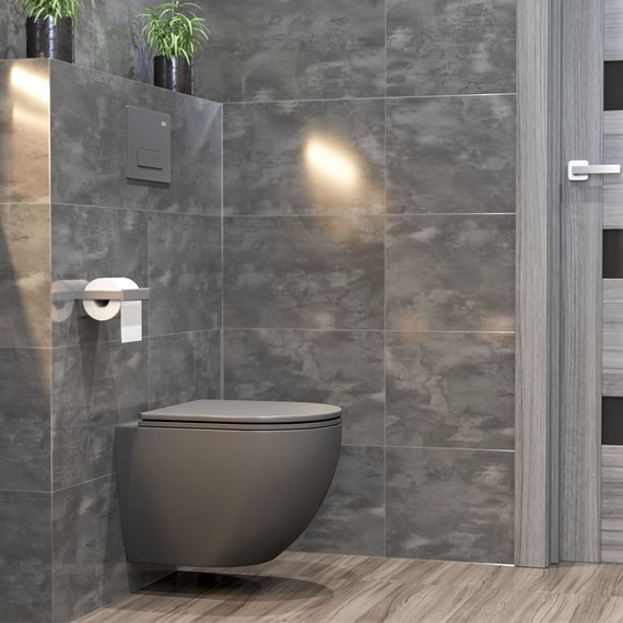 Унитаз подвесной безободковый Sole Pandora 2 grey с тонкой крышкой микролифт, Цвет производителя: серый - фото 6