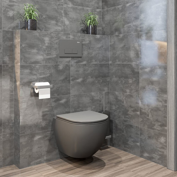 Унитаз подвесной безободковый Sole Pandora 2 grey с тонкой крышкой микролифт, Цвет производителя: серый - фото 7