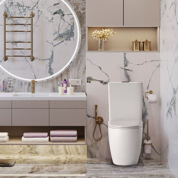 Унитаз-компакт безободковый Sole Pandora 3 с тонкой крышкой микролифт - фото, картинка 4 Унитаз-компакт безободковый Sole Pandora 3 с тонкой крышкой микролифт - фото 4