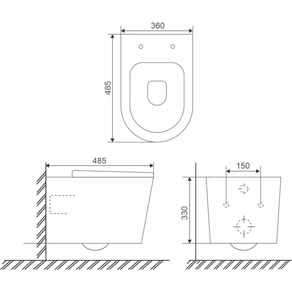 Унитаз подвесной безободковый Sole Torr (смыв торнадо) с тонкой крышкой микролифт - фото 7
