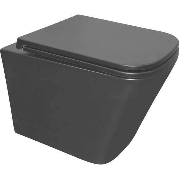 Унитаз подвесной безободковый Azario Teramo AZ-0052-UQ3MB с крышкой микролифт (система смыва Торнадо) чёрный матовый, Цвет производителя: чёрный матовый - фото 2