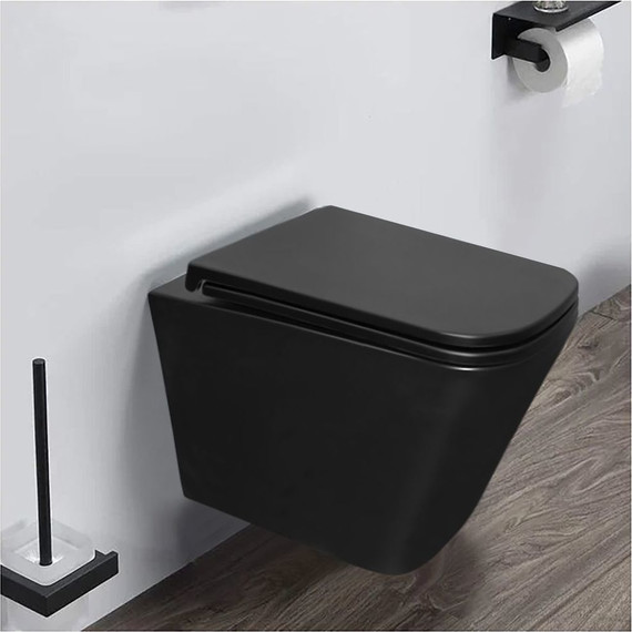 Унитаз подвесной безободковый Azario Teramo AZ-0052-UQ3MB с крышкой микролифт (система смыва Торнадо) чёрный матовый, Цвет производителя: чёрный матовый - фото 13