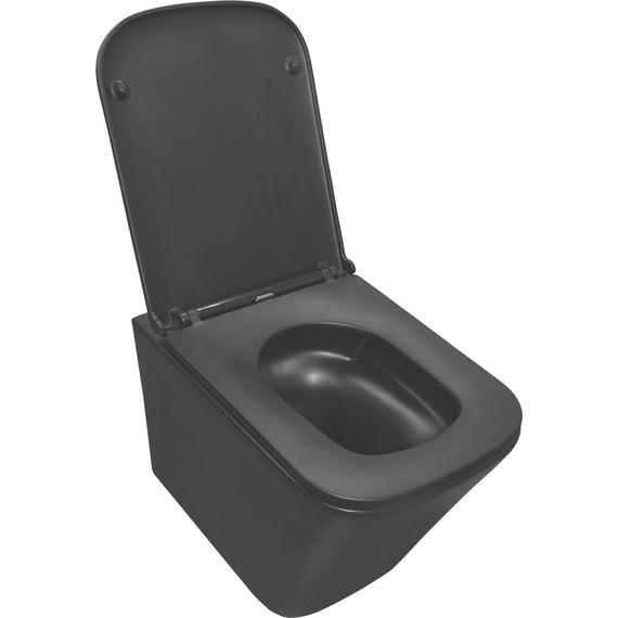 Унитаз подвесной безободковый Azario Teramo AZ-0052-UQ3MB с крышкой микролифт (система смыва Торнадо) чёрный матовый, Цвет производителя: чёрный матовый - фото 3