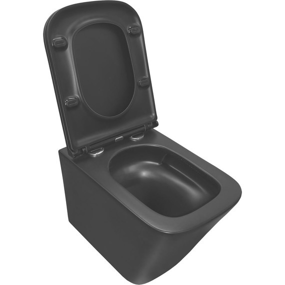 Унитаз подвесной безободковый Azario Teramo AZ-0052-UQ3MB с крышкой микролифт (система смыва Торнадо) чёрный матовый, Цвет производителя: чёрный матовый - фото 4