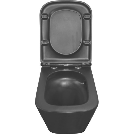 Унитаз подвесной безободковый Azario Teramo AZ-0052-UQ3MB с крышкой микролифт (система смыва Торнадо) чёрный матовый, Цвет производителя: чёрный матовый - фото 5