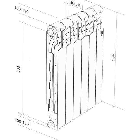 Радиатор Royal Thermo Revolution Bimetall 500 2.0 800х560 мм (10 секций) - фото, картинка 6 Радиатор Royal Thermo Revolution Bimetall 500 2.0 800х560 мм (10 секций) - фото 6