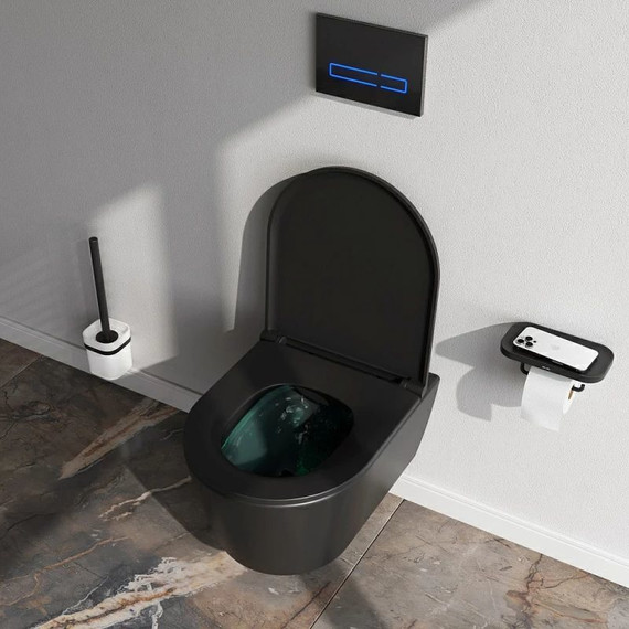 Унитаз подвесной безободковый Am.Pm Func C8F1700MBSC с крышкой микролифт, чёрный - фото 6