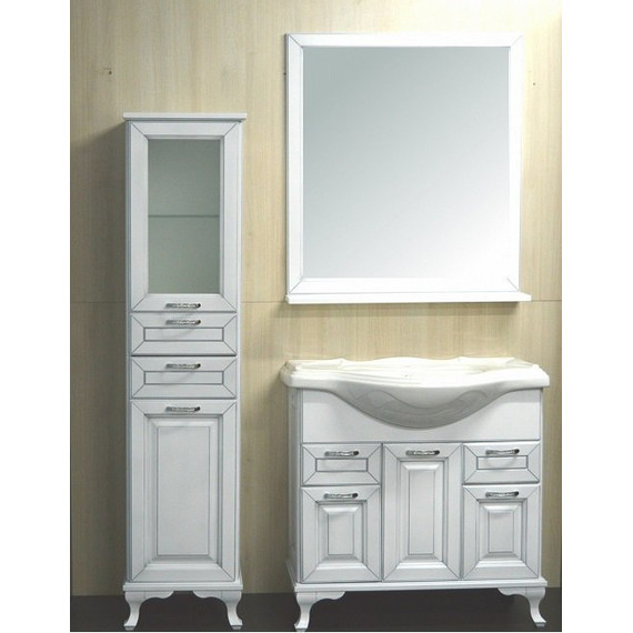 Пенал напольный Стиль Пандора 40 см L, белое серебро - фото 4