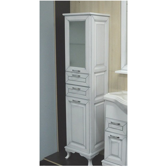 Пенал напольный Стиль Пандора 40 см L, белое серебро - фото 5