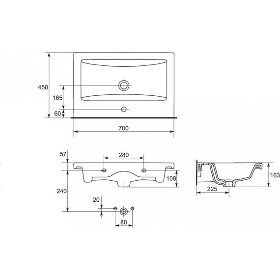 Раковина врезная на столешницу Cersanit Como 70 см UM-COM70/1 - фото, картинка 4 Раковина врезная на столешницу Cersanit Como 70 см UM-COM70/1 - фото 4
