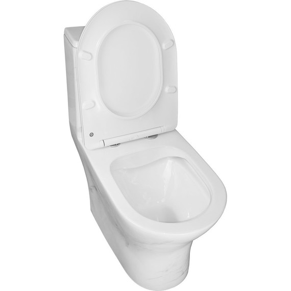 Унитаз-моноблок безободковый Azario Terni AZ-8618M с тонкой крышкой микролифт, белый мрамор - фото 3