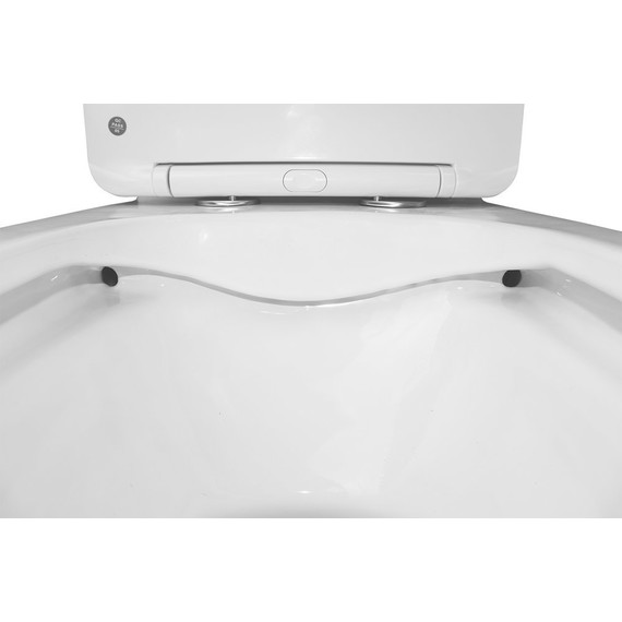 Унитаз-моноблок безободковый Azario Terni AZ-8618M с тонкой крышкой микролифт, белый мрамор - фото 5