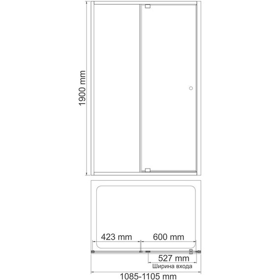 Душевая дверь WasserKraft Aula 110 см 11P13, хром/прозрачное - фото 3