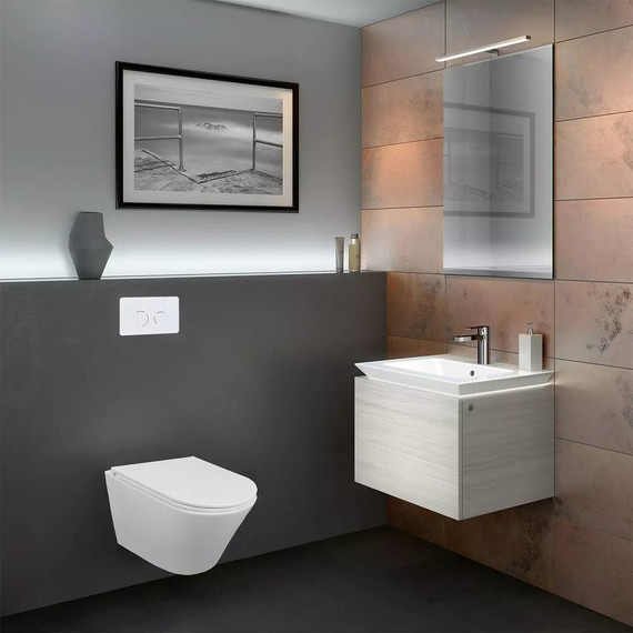 Инсталляция с подвесным унитазом комплект: Grohe Rapid SL 38772001 с подвесным безободковым унитазом Azario Teramo AZ-0053-UQ3 сиденье микролифт, крепление, кнопка смыва хром - фото 14