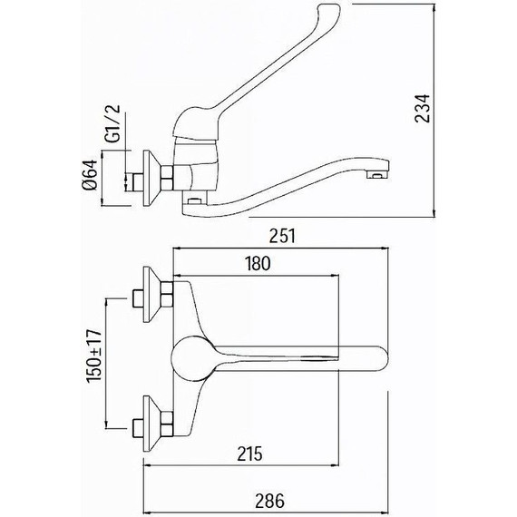 Смеситель для ванны Creavit Home HM1106 для людей с ограниченными возможностями - фото 2