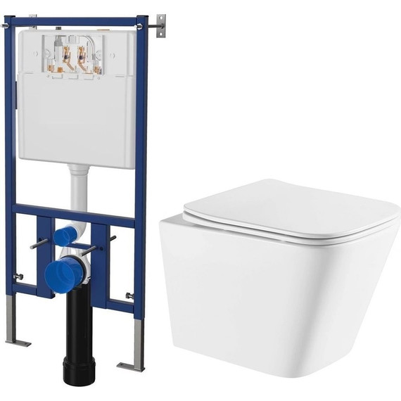 Инсталляция с подвесным унитазом комплект: Loranto 4501 с подвесным безободковым унитазом Azario Teramo AZ-0052-UQ сиденье микролифт (Система смыва торнадо) - фото 2