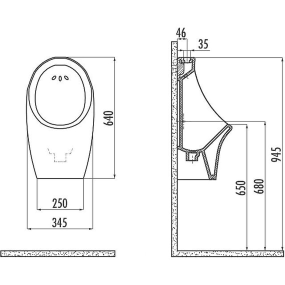 Писсуар подвесной Creavit TP611 (верхняя подводка) - фото 3