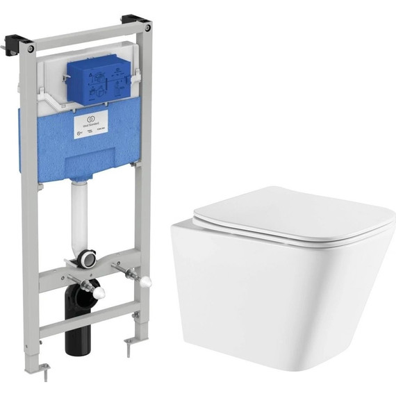 Инсталляция с подвесным унитазом комплект: Ideal Standard Prosys Frame 120 M R020467 с подвесным безободковым унитазом Azario Teramo AZ-0052-UQ сиденье микролифт, крепление (Система смыва торнадо) - фото, картинка 2 Инсталляция с подвесным унитазом комплект: Ideal Standard Prosys Frame 120 M R020467 с подвесным безободковым унитазом Azario Teramo AZ-0052-UQ сиденье микролифт, крепление (Система смыва торнадо) - фото 2