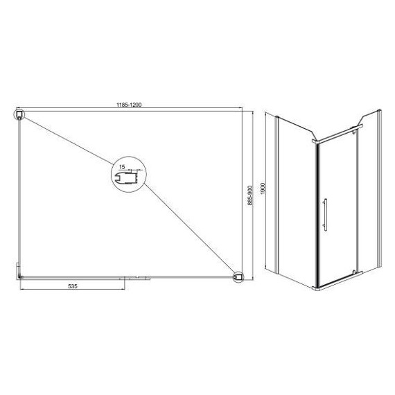 Душевое ограждение Sole Quadro 120х90 см, хром/прозрачное - фото 2