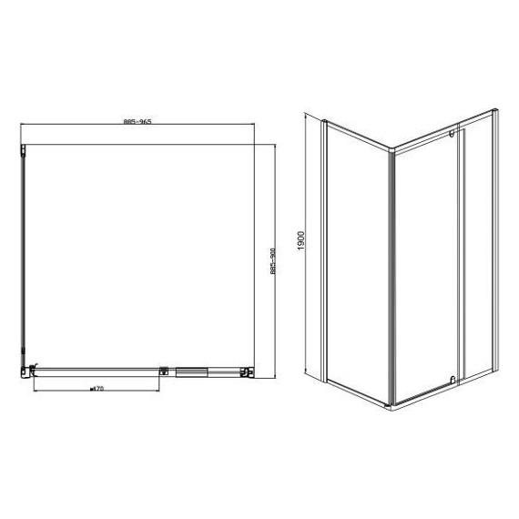 Душевое ограждение Sole Cube (90-100)х90 см, чёрный/прозрачное - фото 2