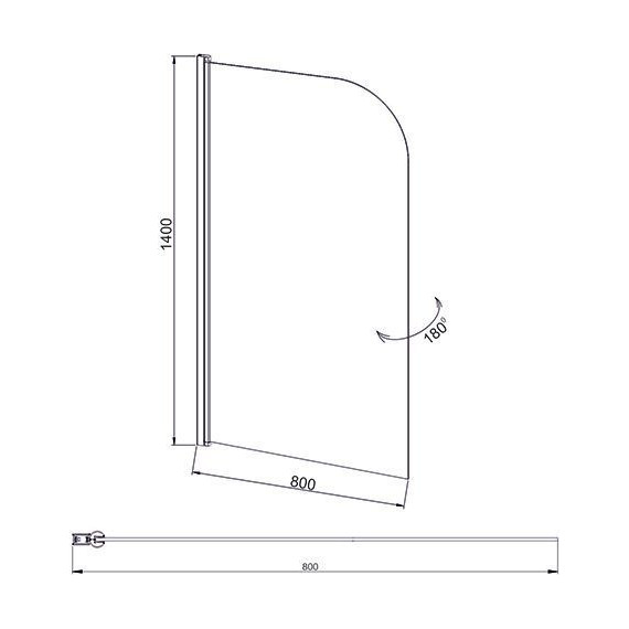 Шторка для ванны Mirsant Eco 1 80 см, хром/прозрачное - фото 2