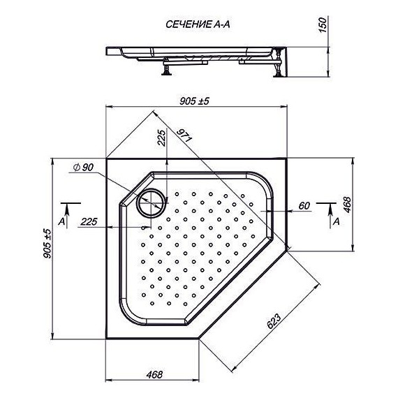 Поддон акриловый Nova Penta 90х90 см - фото 3