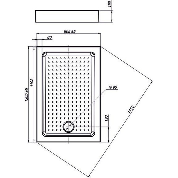 Поддон акриловый Nova Square 120х80 см - фото 2