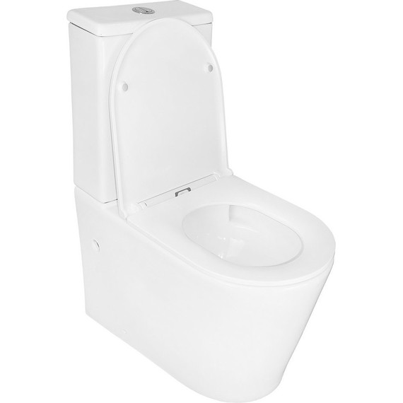 Унитаз-компакт безободковый Azario Conto AZ-T005BR с тонкой крышкой микролифт (Система смыва торнадо), Цвет производителя: белый - фото, картинка 3 Унитаз-компакт безободковый Azario Conto AZ-T005BR с тонкой крышкой микролифт (Система смыва торнадо), Цвет производителя: белый - фото 3