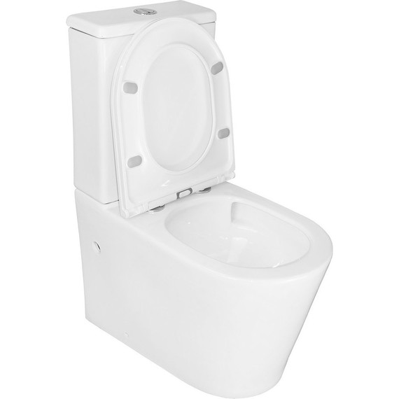 Унитаз-компакт безободковый Azario Conto AZ-T005BR с тонкой крышкой микролифт (Система смыва торнадо), Цвет производителя: белый - фото, картинка 4 Унитаз-компакт безободковый Azario Conto AZ-T005BR с тонкой крышкой микролифт (Система смыва торнадо), Цвет производителя: белый - фото 4