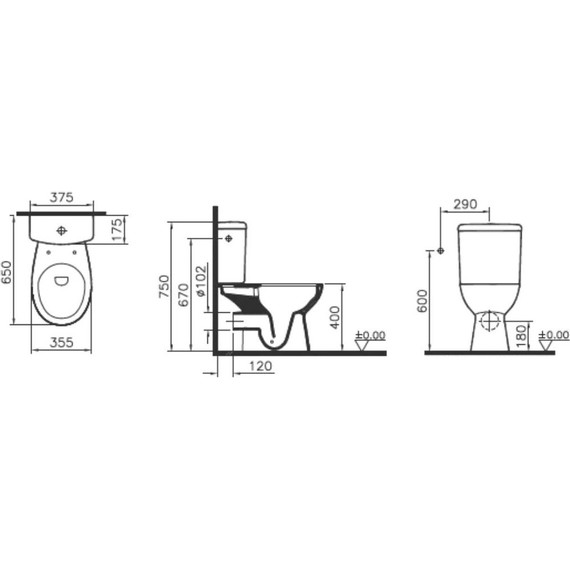 Унитаз-компакт безободковый Vitra Norm Himmel 9864B099-7207 с крышкой термопласт с микролифтом - фото 4