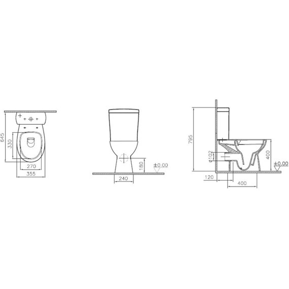 Унитаз-компакт безободковый Vitra Norm Zeitgeist 9864B099-7208 с крышкой термопласт с микролифтом - фото 3